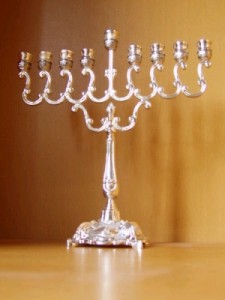 Chanukah 2 A contemporary silver chanukiah or chanukah menorah